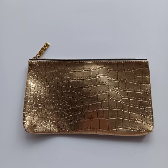 Estee Lauder Gold Zippered Cosmetics Bag, 9" wide - Picture 2 of 5